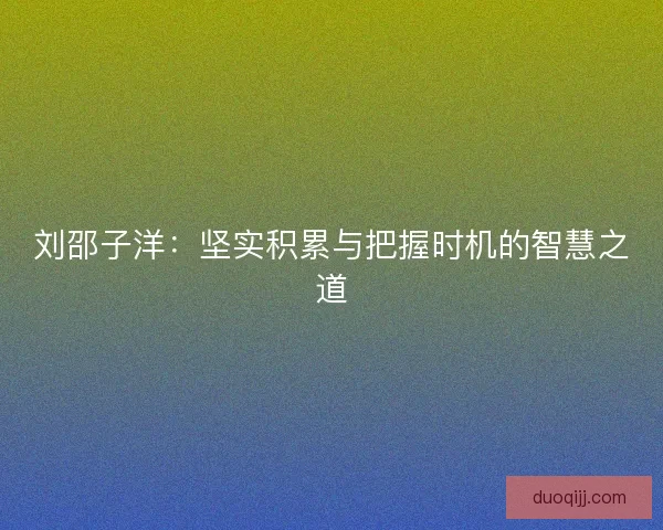 刘邵子洋：坚实积累与把握时机的智慧之道